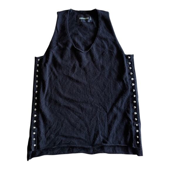 Zadig & Voltaire Jona Studded Merino Wool Cashmere Sleeveless Tank Top Size XS - Picture 5 of 7